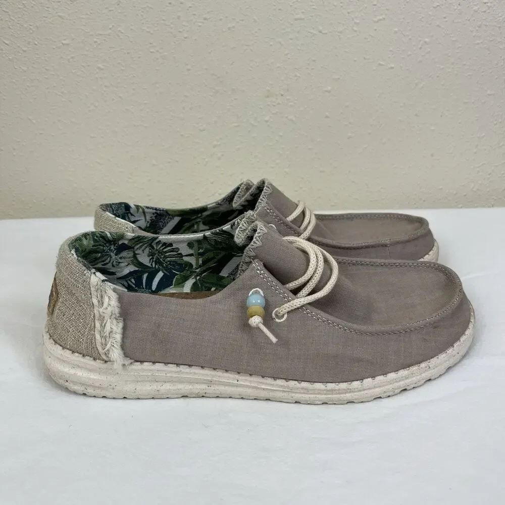 Hey Dude Wendy Fringe Slip On Shoes Womens 8 Beaded Metallic